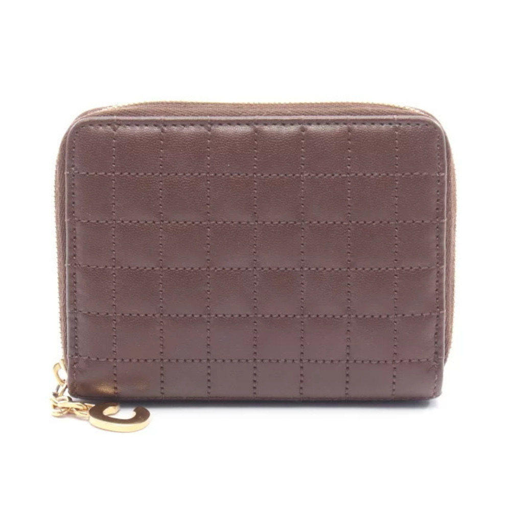 Celine C Charm coin case Wallet Leather Brown
